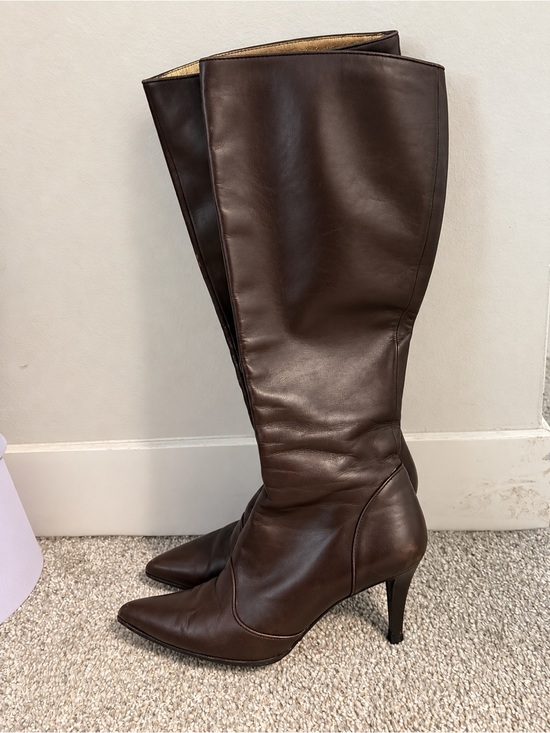 Salvatore Ferragamo Shoes - Salvatore Ferragamo Vintage Brown Leather Knee High Boots 7.5 B